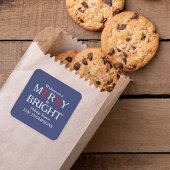 Merry-kerst Rode marine Blue Simple Minimalist Vierkante Sticker