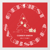 Merry Kerst Rood Raamsticker (Vel)