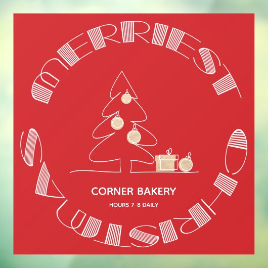 Merry Kerst Rood Raamsticker (Vel 3)