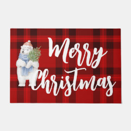 Merry kerst Rood schotel beer schattig Deurmat