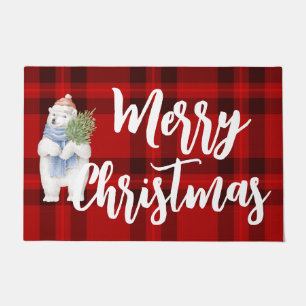 Merry kerst Rood schotel beer schattig Deurmat