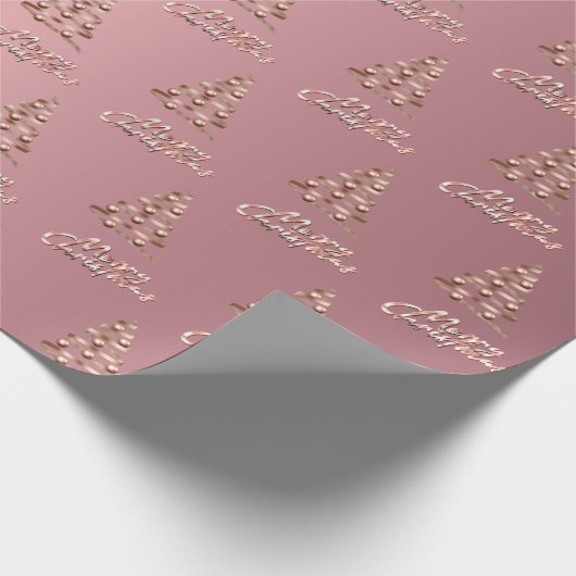 Merry kerst roos goudkerstboom cadeaupapier (Hoek)