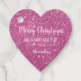 Merry kerst roze glitter elegant bedankjes labels