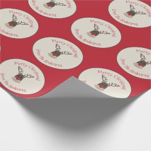 Merry kerst Rudolph Reindeer Gift Wrap Cadeaupapier