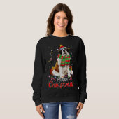 Merry kerst Saint Bernard Santa Hat Tree Light Trui (Voorkant volledig)
