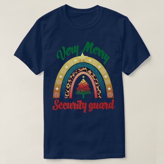 Merry kerst Security Gaurd Rainbow Funny Profe T-shirt (Design voorkant)