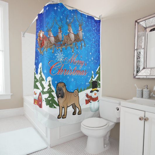 Merry kerst Shar Pei Douchegordijn (In situ)
