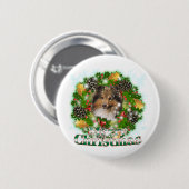 Merry kerst Sheltie Ronde Button 5,7 Cm (Voorkant /achterkant)