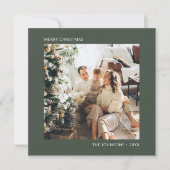 Merry kerst Simple Photo Green Feestdagenkaart (Voorkant)