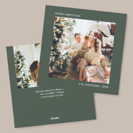 Merry kerst Simple Photo Green Feestdagenkaart