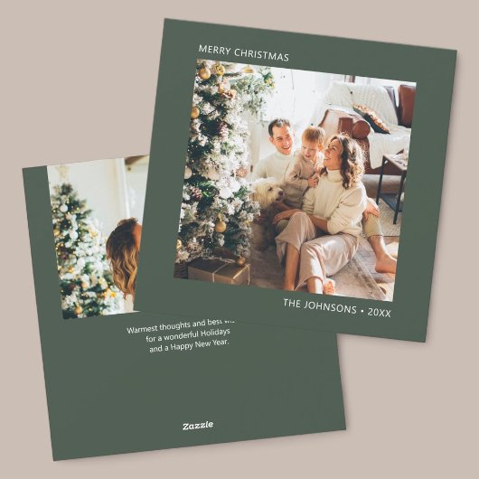 Merry kerst Simple Photo Green Feestdagenkaart