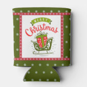 Merry kerst Slaap Festive Red Green Snowflake Blikjeskoeler (Achterkant)