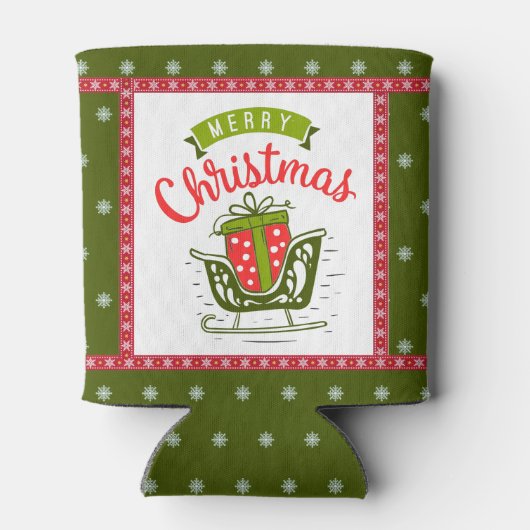 Merry kerst Slaap Festive Red Green Snowflake Blikjeskoeler (Achterkant)