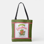 Merry kerst Slaap Festive Red Green Snowflake Tote Bag (Achterkant)