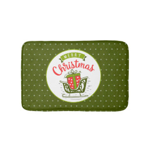 Merry kerst Sleigh Red Green Snowflake Patroon Badmat