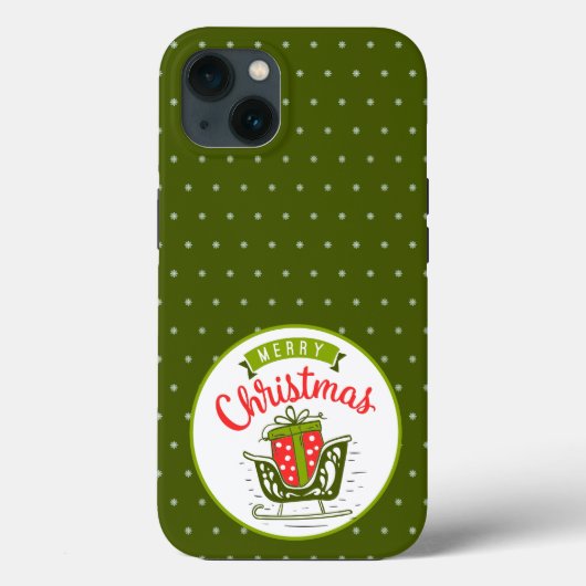 Merry kerst Sleigh Red Green Snowflake Patroon Case-Mate iPhone Case (Achterkant)