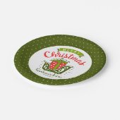 Merry kerst Sleigh Red Green Snowflake Patroon Papieren Bordje (Gekanteld)