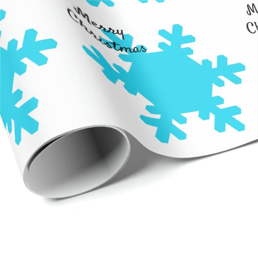 Merry kerst Snowflake Pattern Blue White Cadeaupapier (Rol Hoek)