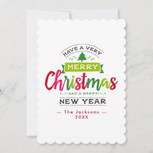 Merry kerst Snowflake Ribbon Typografie Feestdagenkaart
