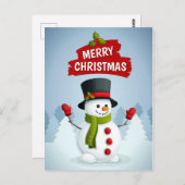 Merry kerst Snowman Briefkaart (Voorkant / Achterkant)