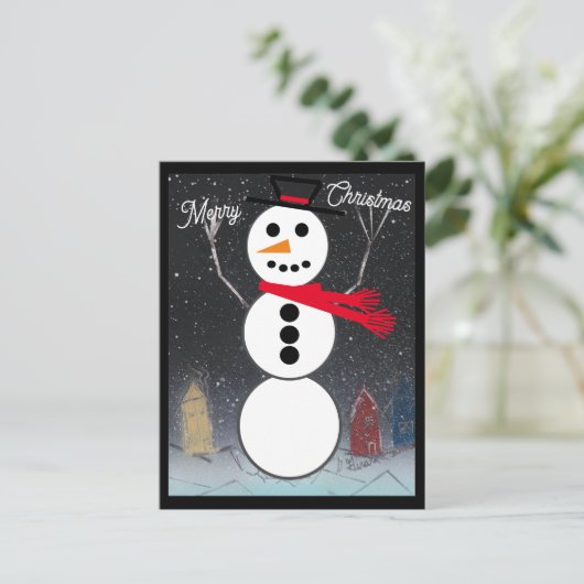 Merry kerst Snowman Briefkaart (Staand voorkant)