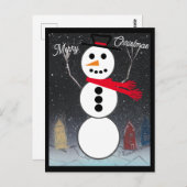 Merry kerst Snowman Briefkaart (Voorkant / Achterkant)