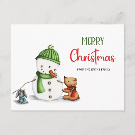 Merry kerst Snowman Briefkaart (Voorkant)