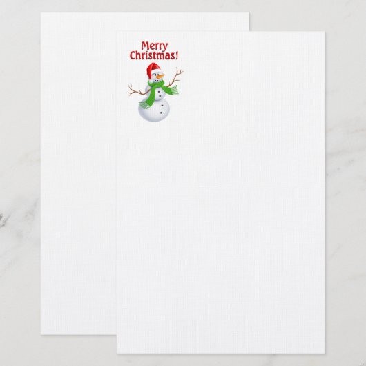 Merry kerst Snowman Briefpapier (Voorkant / Achterkant)