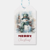 Merry kerst Snowman Cadeaulabel (Voorkant)