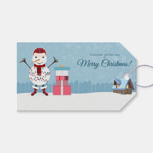 Merry kerst Snowman Cadeaulabel (Voorkant (Horizontaal))