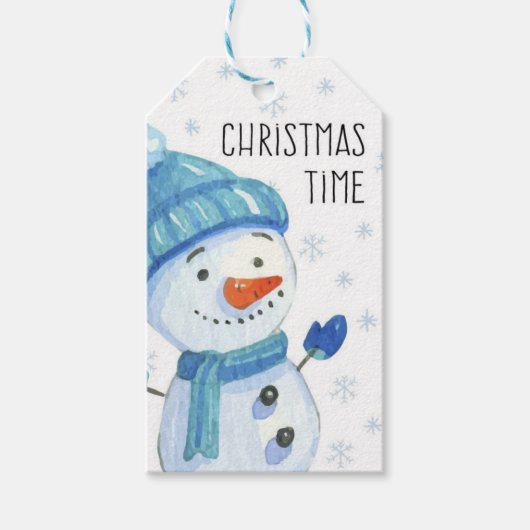 Merry kerst Snowman Cadeaulabel (Voorkant)