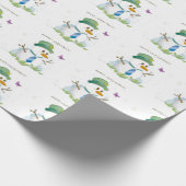 Merry kerst Snowman Cadeaupapier (Hoek)