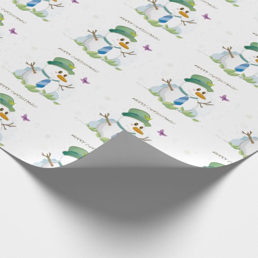 Merry kerst Snowman Cadeaupapier (Hoek)