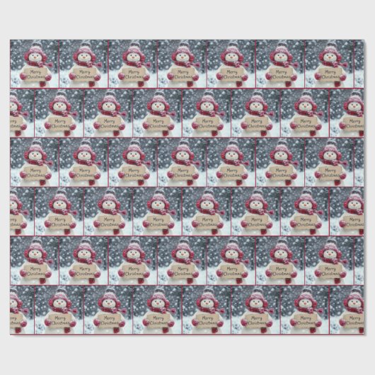 Merry kerst Snowman Cadeaupapier (Vlak)