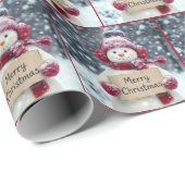 Merry kerst Snowman Cadeaupapier (Rol Hoek)