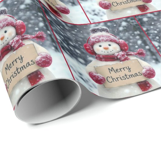 Merry kerst Snowman Cadeaupapier (Rol Hoek)