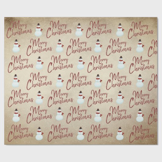 Merry kerst Snowman Cadeaupapier (Vlak)
