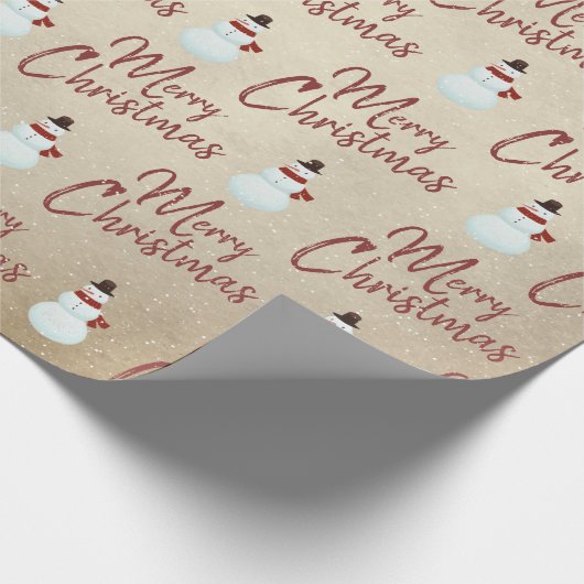 Merry kerst Snowman Cadeaupapier (Hoek)