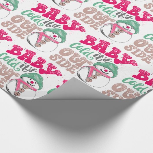 Merry kerst Snowman Cadeaupapier (Hoek)