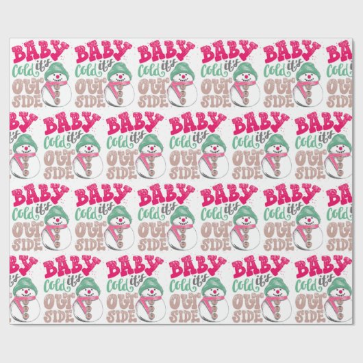 Merry kerst Snowman Cadeaupapier (Vlak)