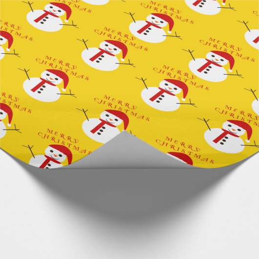 Merry kerst Snowman Cadeaupapier (Hoek)