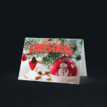 Merry kerst Snowman Feestdagen Kaart<br><div class="desc">Snowman Ornament met een prettige kerstboom. Geweldige kerstsnowman Wenskaart Idee</div>