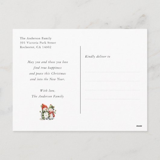 Merry kerst Snowman Feestdagenkaart (Achterkant)