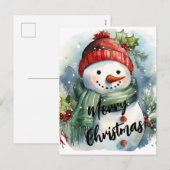 Merry kerst Snowman Feestdagenkaart (Voorkant / Achterkant)