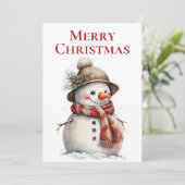 Merry kerst Snowman Feestdagenkaart (Staand voorkant)