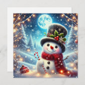 Merry kerst Snowman Feestdagenkaart (Voorkant / Achterkant)