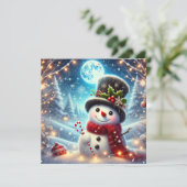 Merry kerst Snowman Feestdagenkaart (Staand voorkant)