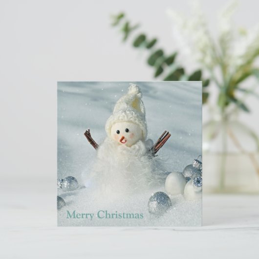 Merry kerst Snowman Feestdagenkaart (Staand voorkant)