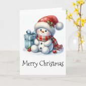 Merry kerst Snowman Kaart (Gele Bloem)
