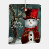 Merry kerst Snowman Keramisch Ornament (Rechts)
